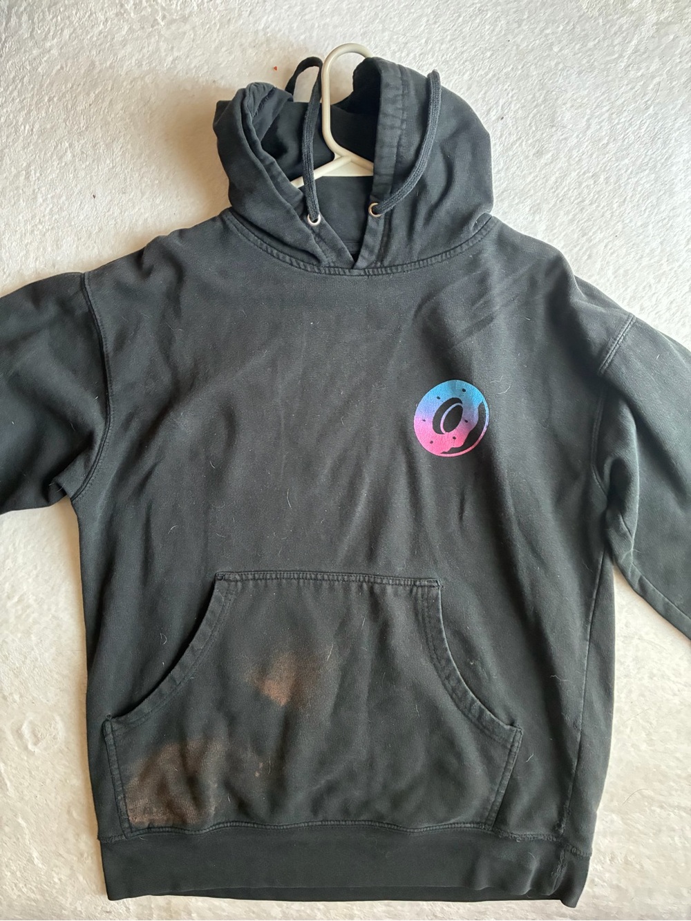 Odd Future Black Pullover Crewneck Hoodie with Pink and Blue Donut Logo